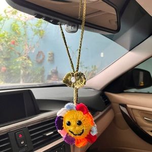 Handmade colorful flower car hanging